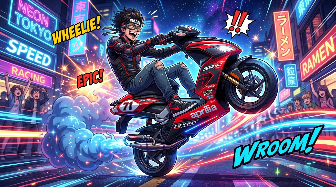 Eman wheelie Aprilia SR 50